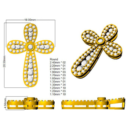 SP6026 — Cross - 9k Yellow Gold detail