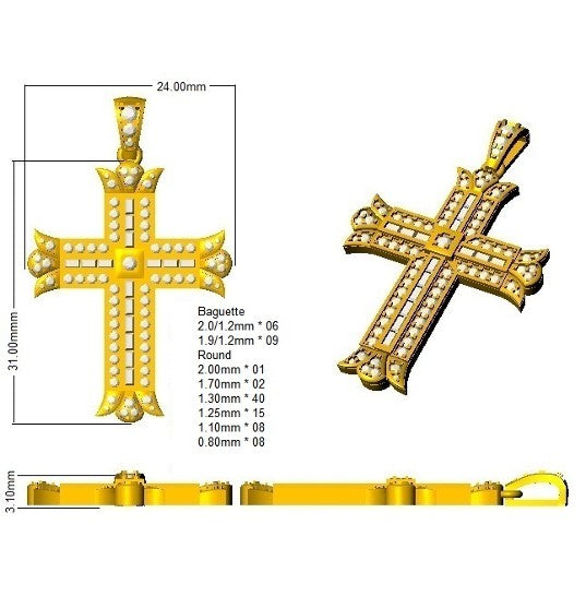SP6038 — Cross - 9k Yellow Gold detail