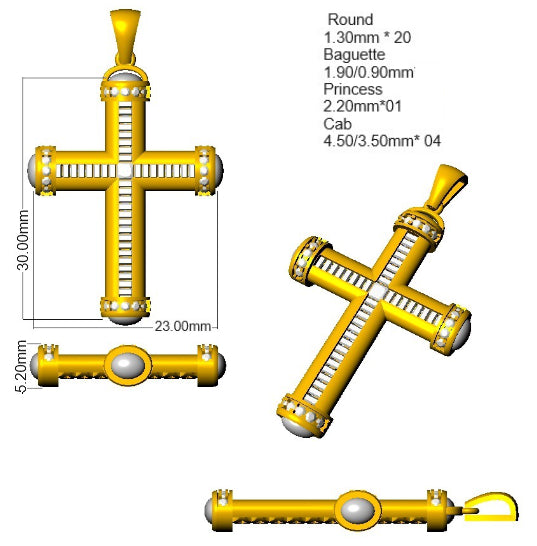 SP6040 — Cross - 9k Yellow Gold detail