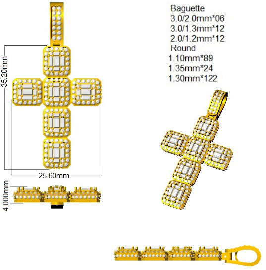 SP6091 — Cross - 9k Yellow Gold detail