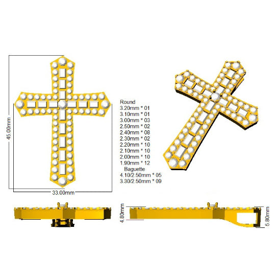 SP6144 — Cross - 9k Yellow Gold detail