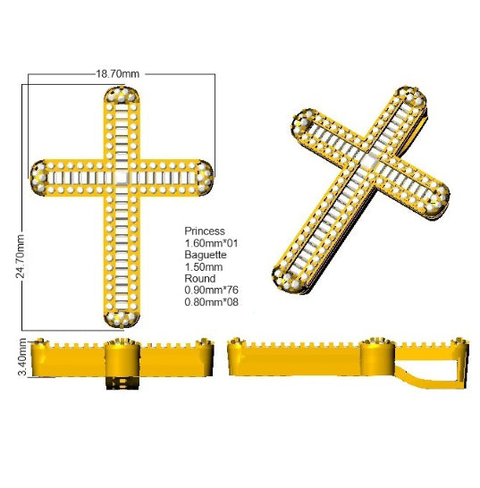 SP6246 — Cross - 9k Yellow Gold detail