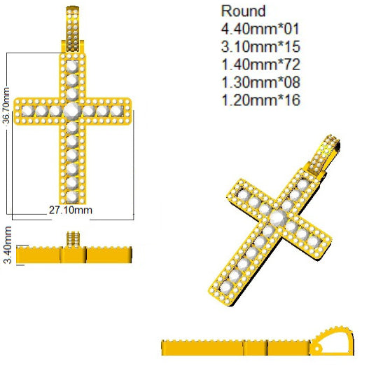 SP6297 — Cross - 9k Yellow Gold detail