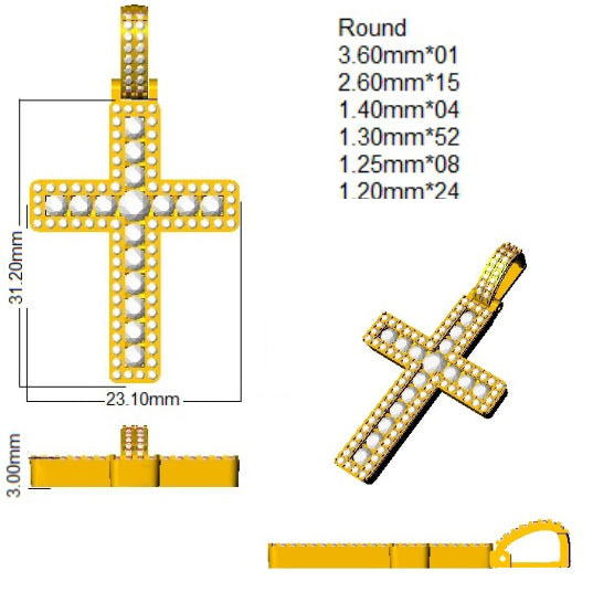 SP6298 — Cross - 9k Yellow Gold detail