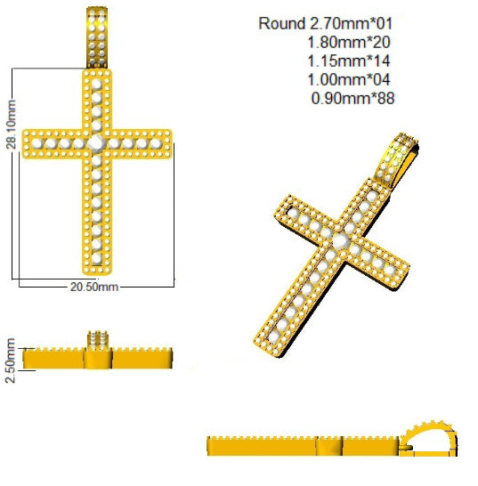 SP6299 — Cross - 9k Yellow Gold detail