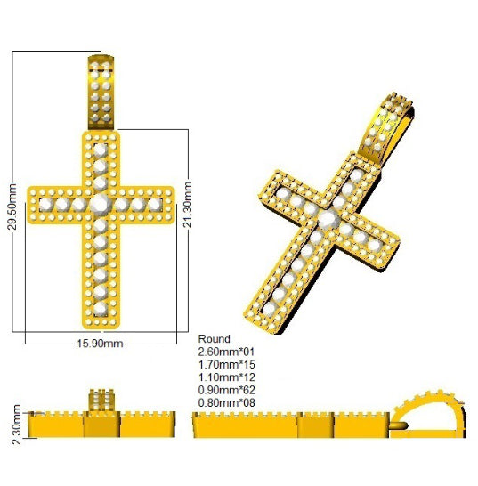 SP6300 — Cross - 9k Yellow Gold detail
