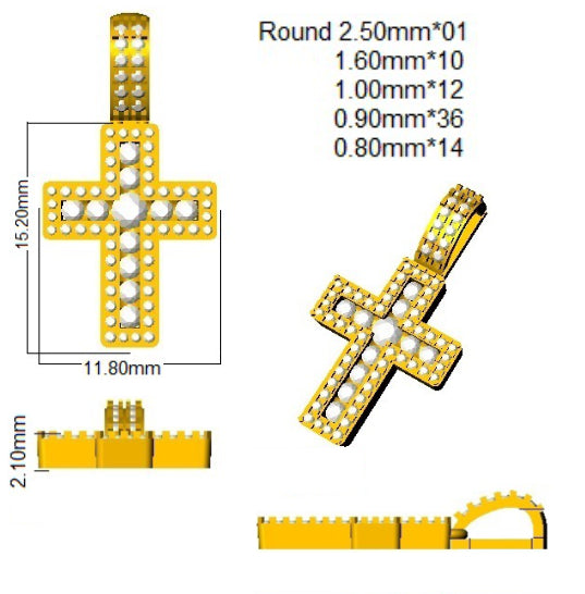 SP6301 — Cross - 9k Yellow Gold detail