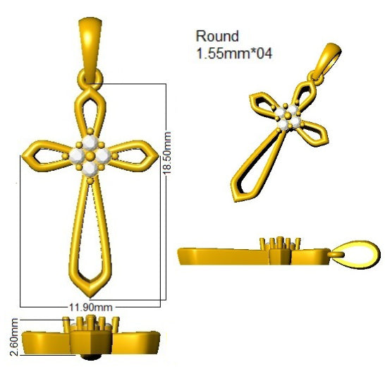 SP6657 — Cross - 9k Yellow Gold detail