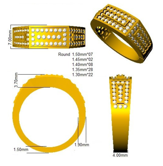 SR1196 — Ring - 9 KT Yellow Gold detail