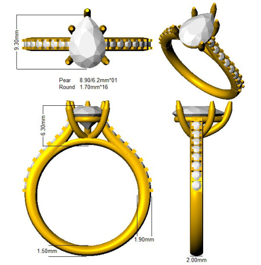 SR1213 — Ring - 9k Yellow Gold detail