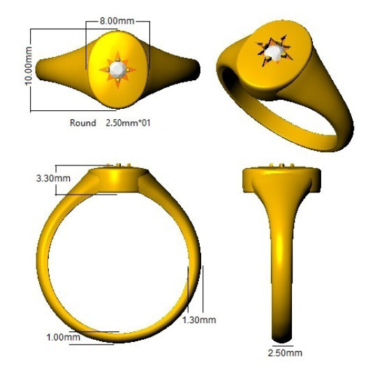SR1231 — Ring - 9k Yellow Gold detail