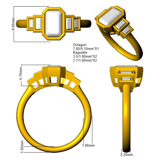 SR1300 — Ring - 18k Yellow Gold detail
