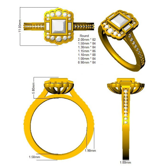SR1307 — Ring - 9k Yellow Gold detail