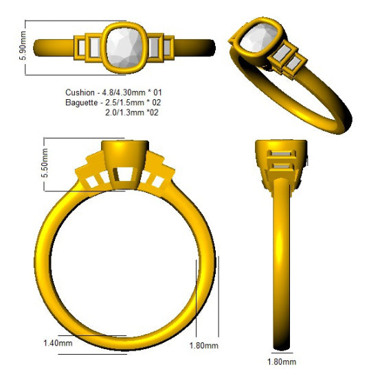 SR1370 — Ring - 18k Yellow Gold detail