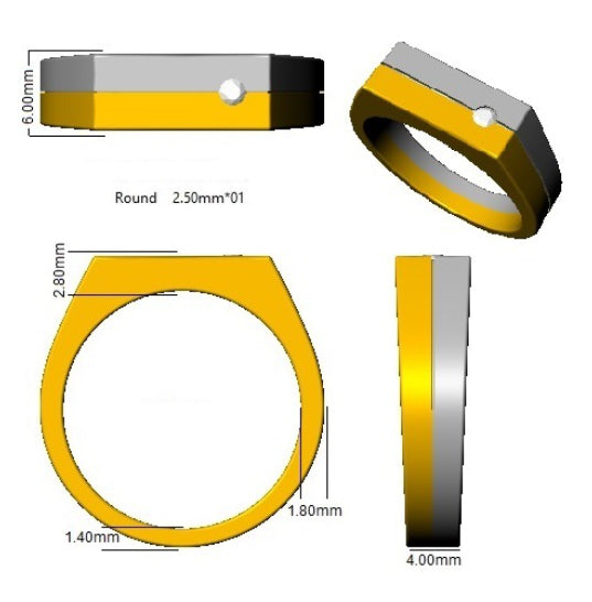 SR1524A — Ring - 9k Yellow Gold detail