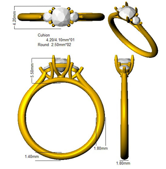 SR1534 — Ring - 950/18KT Two Tone detail