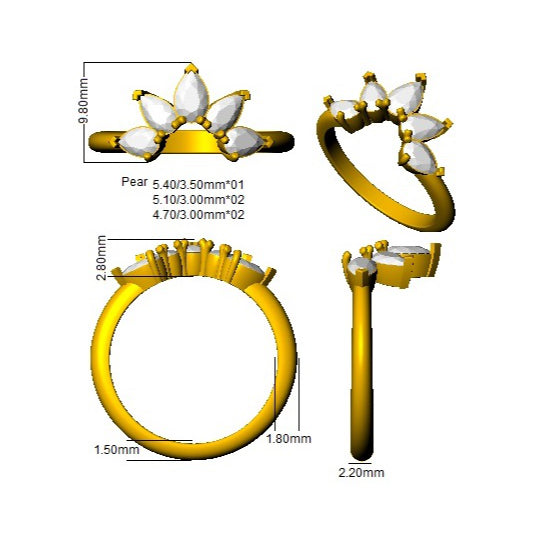 SR1609 — Ring - 9 KT Yellow Gold detail