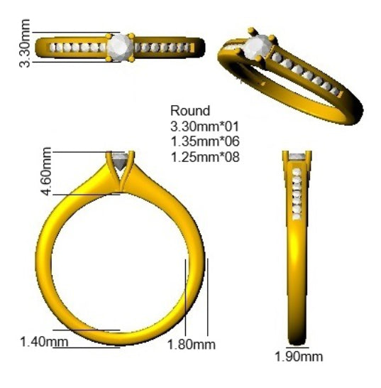 XYR10734 — Ring - 9k Yellow Gold detail