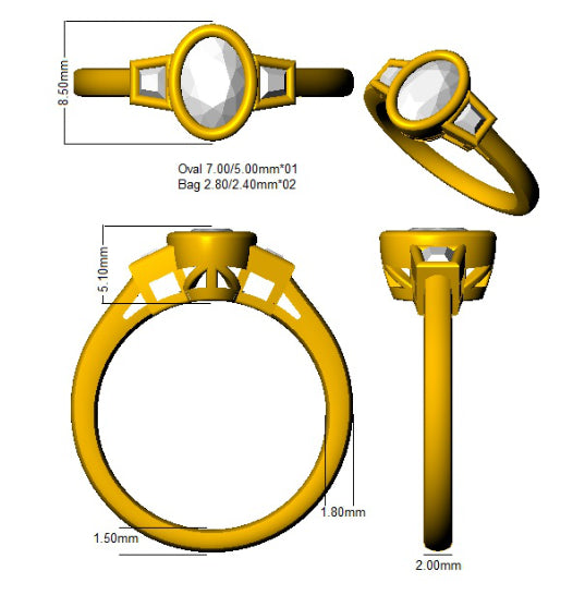 SR1921 — Ring - 9 KT Yellow Gold detail