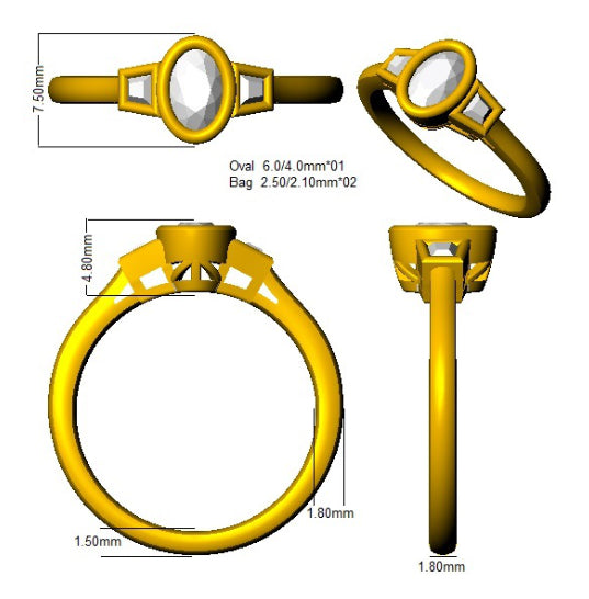 SR1924 — Ring - 9 KT Yellow Gold detail