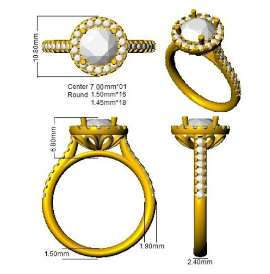 SR195-7.0 — Ring - 9k White Gold detail