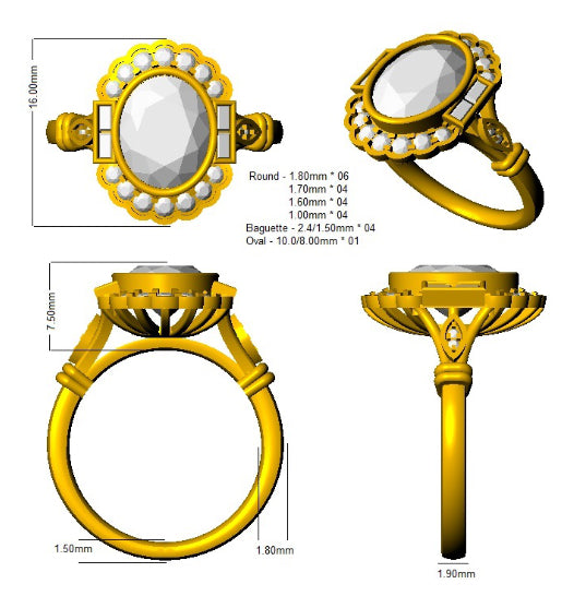 SR1979 — Ring - 9k Yellow Gold detail