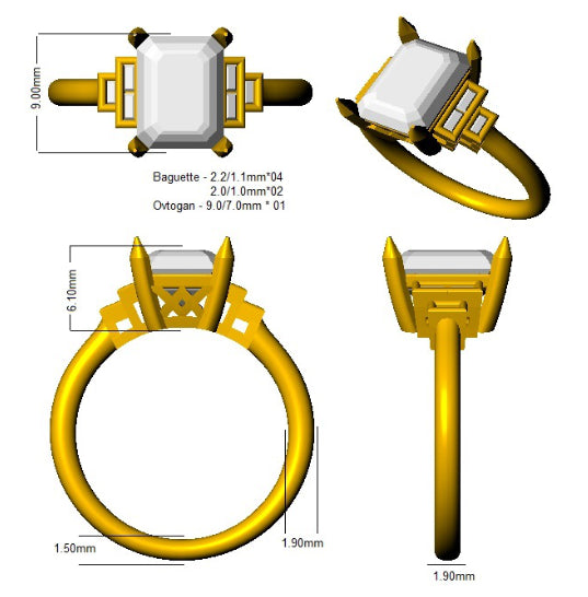 SR2043 — Ring - 9k Yellow Gold detail