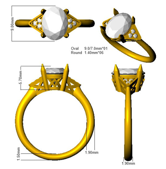 SR2045 — Ring - 9k Yellow Gold detail