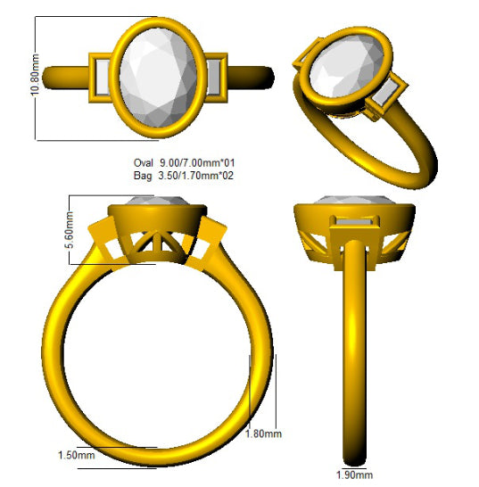 SR2227 — Ring - 9k Yellow Gold detail