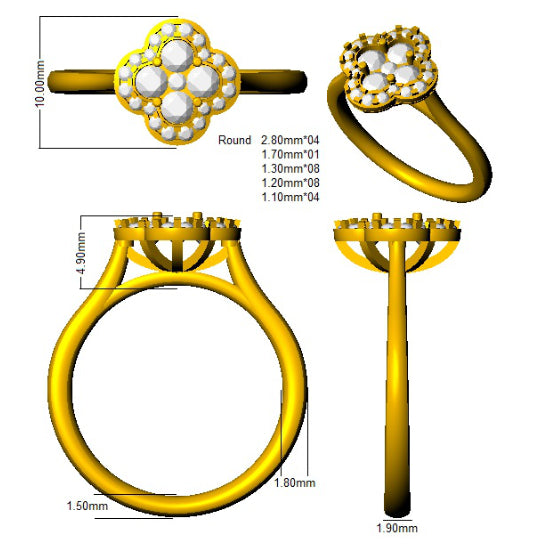SR2247 — Ring - 9 KT Yellow Gold detail