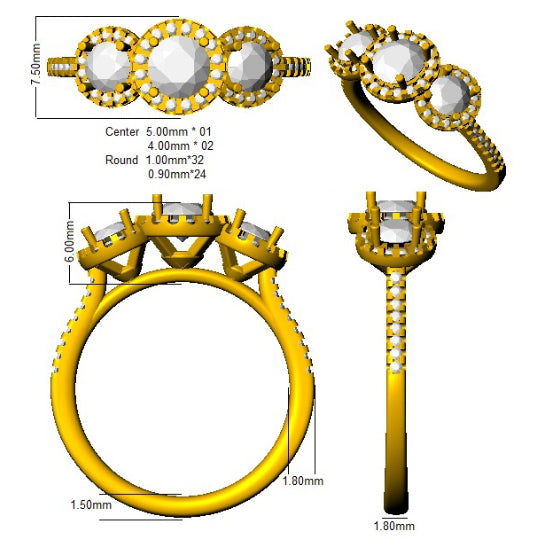 SR2837 — Ring - 9k Yellow Gold detail