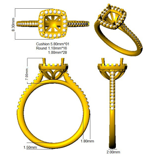 SR2842-5.8 — Ring - 950 Platinum detail
