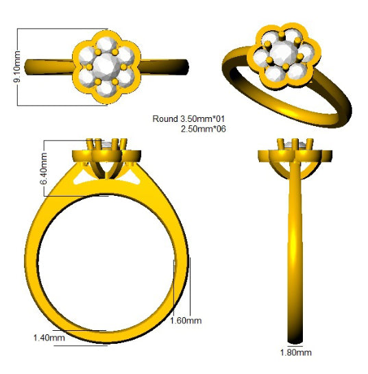 SR2882 — Ring - 9k Yellow Gold detail