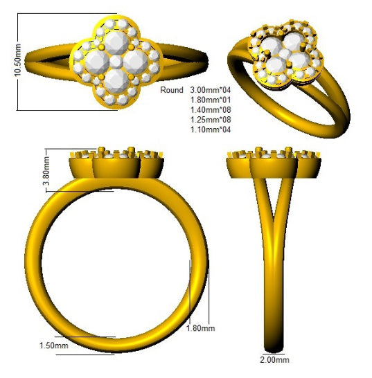 SR2903 — Ring - 18 KT Yellow Gold detail