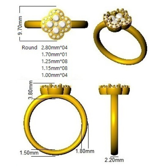 SR2907 — Ring - 18 KT Yellow Gold detail