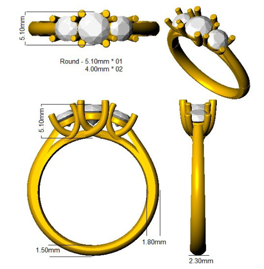 SR3167 — Ring - 9k Yellow Gold detail