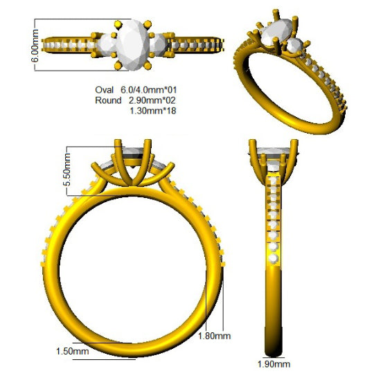SR3197 — Ring - 9k Yellow Gold detail