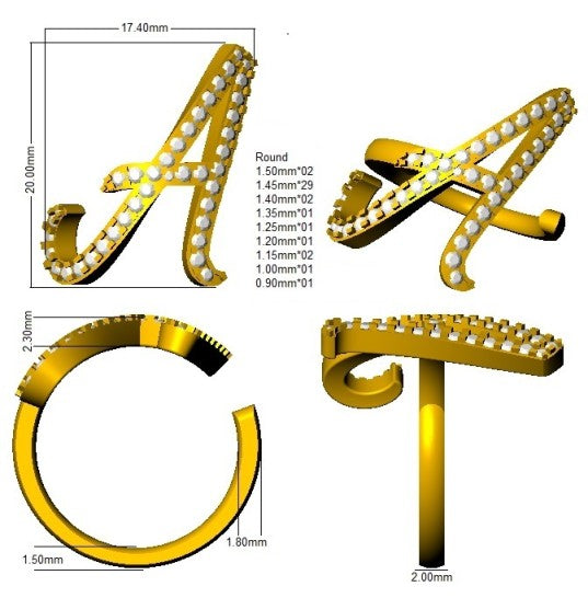 SR3260-A — Ring - 9k Yellow Gold detail