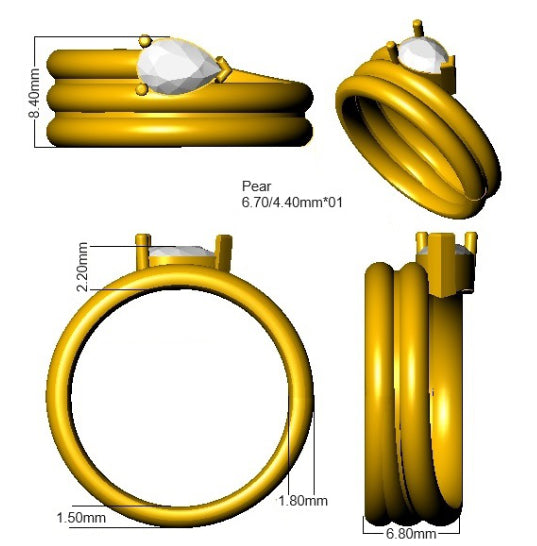 SR3311 — Ring - 9 KT Yellow Gold detail