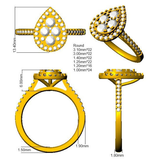 SR3343 — Ring - 9k Yellow Gold detail