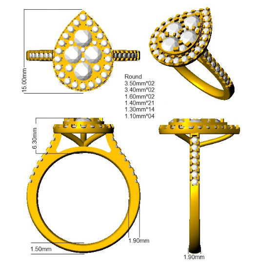 SR3344 — Ring - 9k Yellow Gold detail