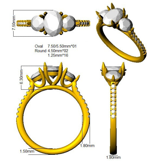 SR3370 — Ring - Platinum Plat detail
