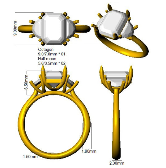 SR3380 — Ring - 9k Yellow Gold detail