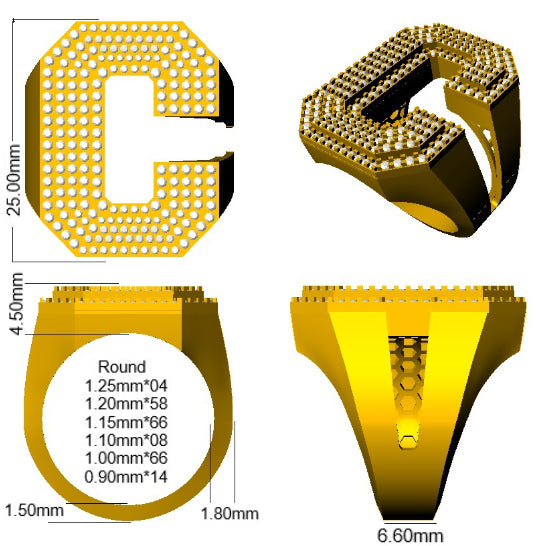 SR3392-C — Ring - 9k Yellow Gold detail