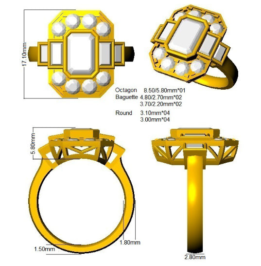 SR3400 — Ring - 9k Yellow Gold detail