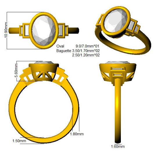SR3416 — Ring - 9k Yellow Gold detail