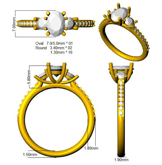 SR3476 — Ring - 9k Yellow Gold detail