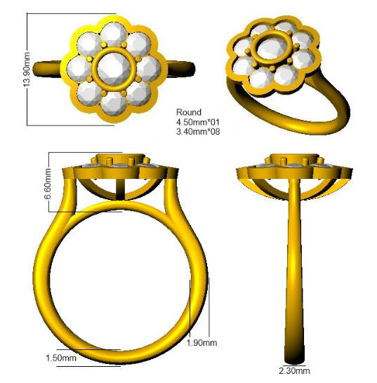 SR3492 — Ring - 9k Yellow Gold detail