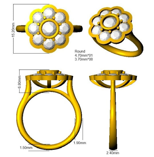 SR3493 — Ring - 9k Yellow Gold detail