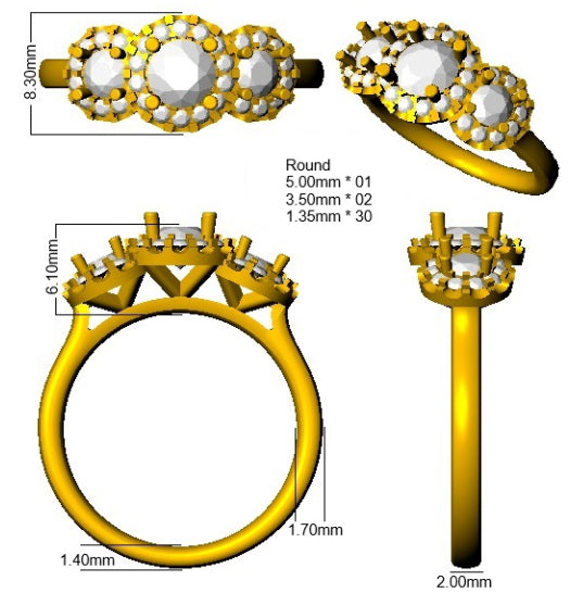 SR3672 — Ring - 9k Yellow Gold detail